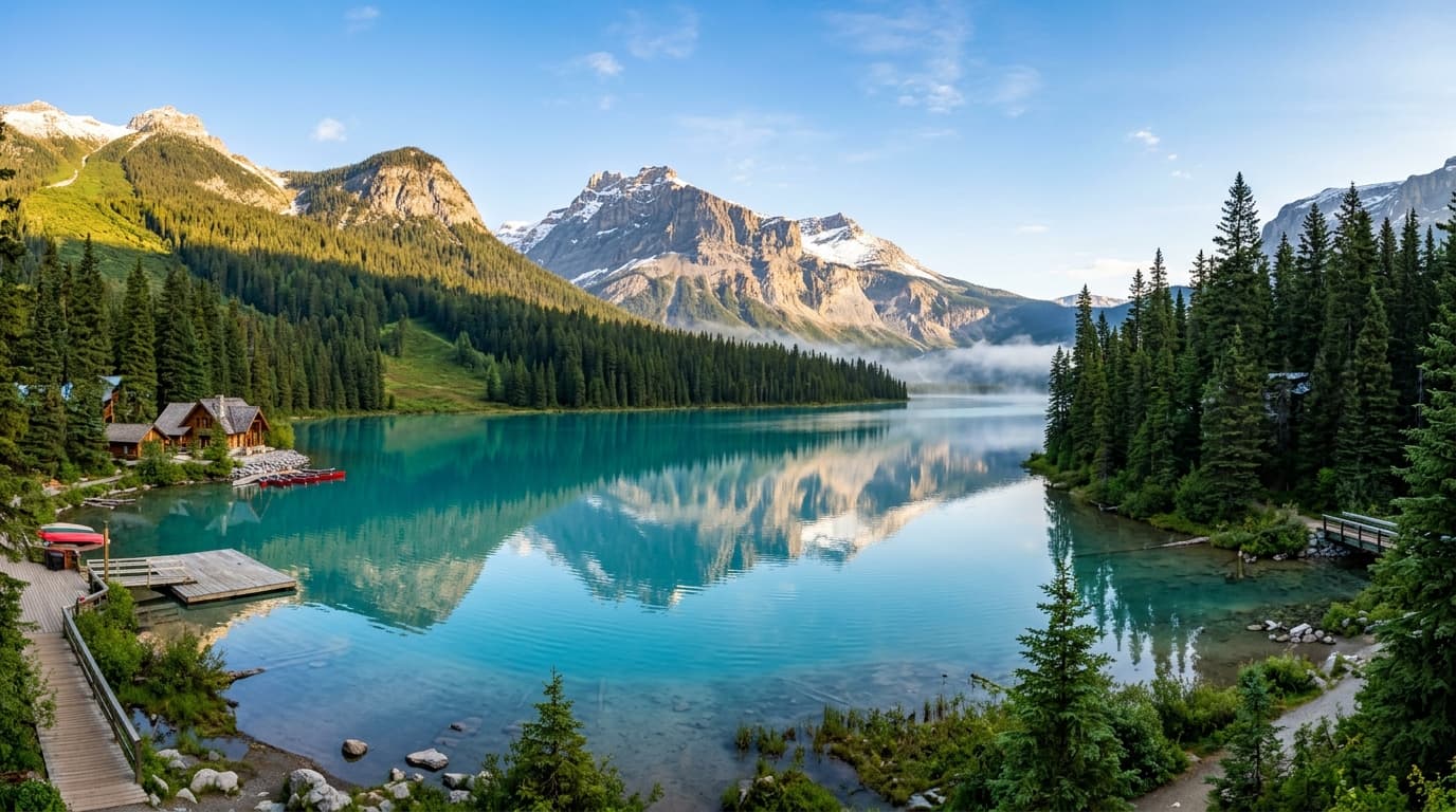 Emerald Lake and the Canadian Rockies in Yoho National Park, British Columbia, Canada
