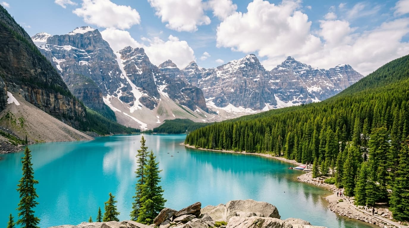 Lake Moraine and the Valley of the Ten Peaks in Banff National Park, Alberta, Canada